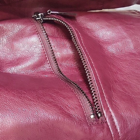 NWOT.  New York $ Company Burgundy moto jacket - Picture 2 of 7